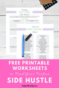 Free Printable Worksheets to find your perfect side hustle